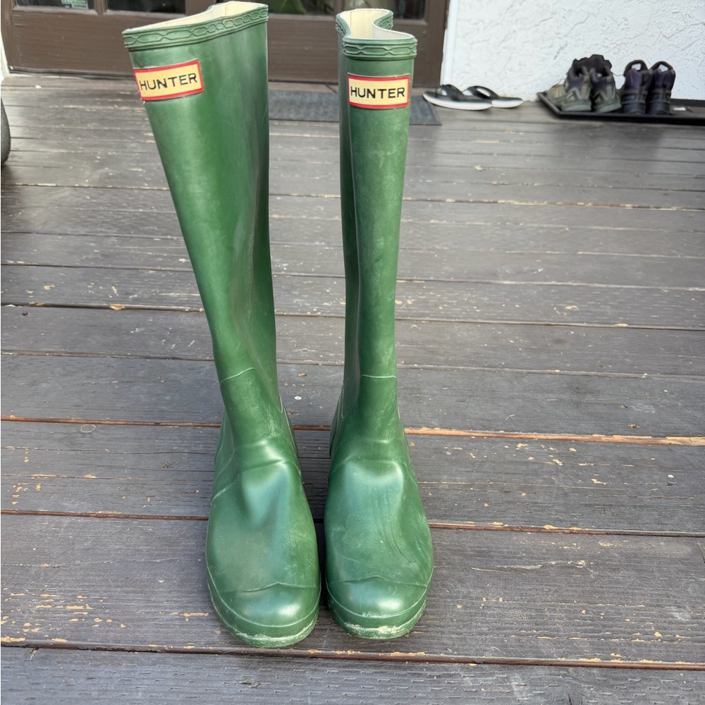 Hunter Forest Green Knee-High Boots